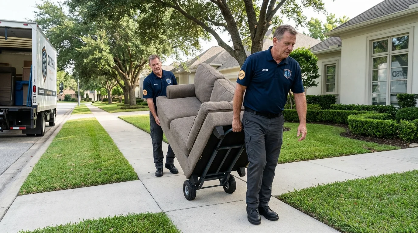 Local residential moving crew loading furniture in Hartley, IA